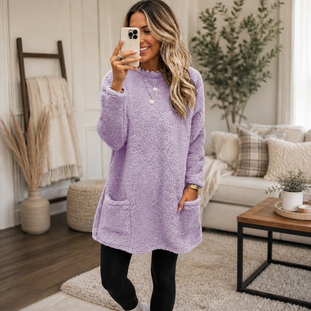 Coreheat – Brushed Fleece-Lined Longline Tunic Top