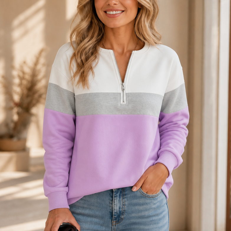 Wearbella – Color-Block Quarter-Zip Pullover