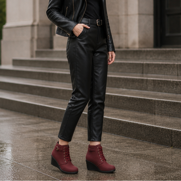 Stepeasy – Water-Repellent Side-Zip Wedge Ankle Boots