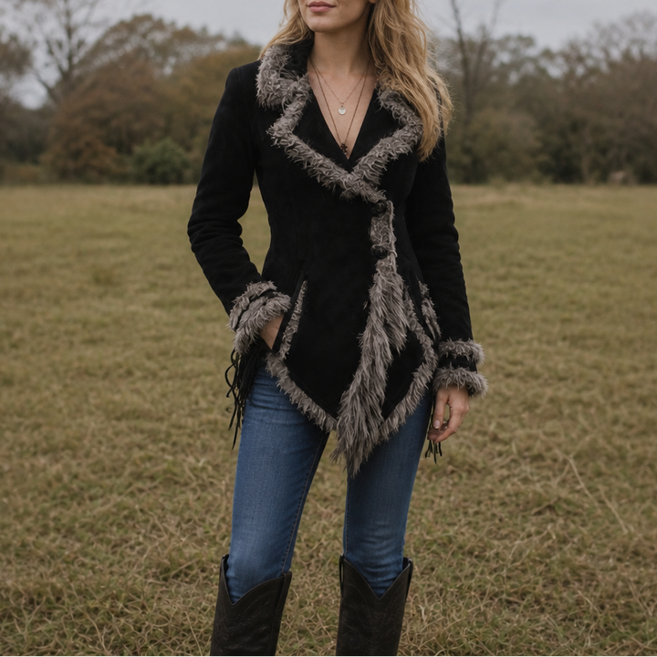 Westella – Faux Suede Fringe Western Jacket