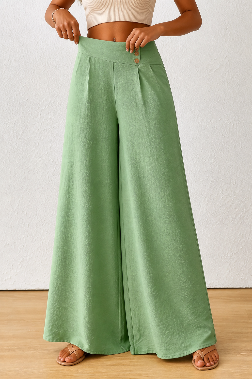 Draperie – High-Waisted Pleated Wide-Leg Trousers
