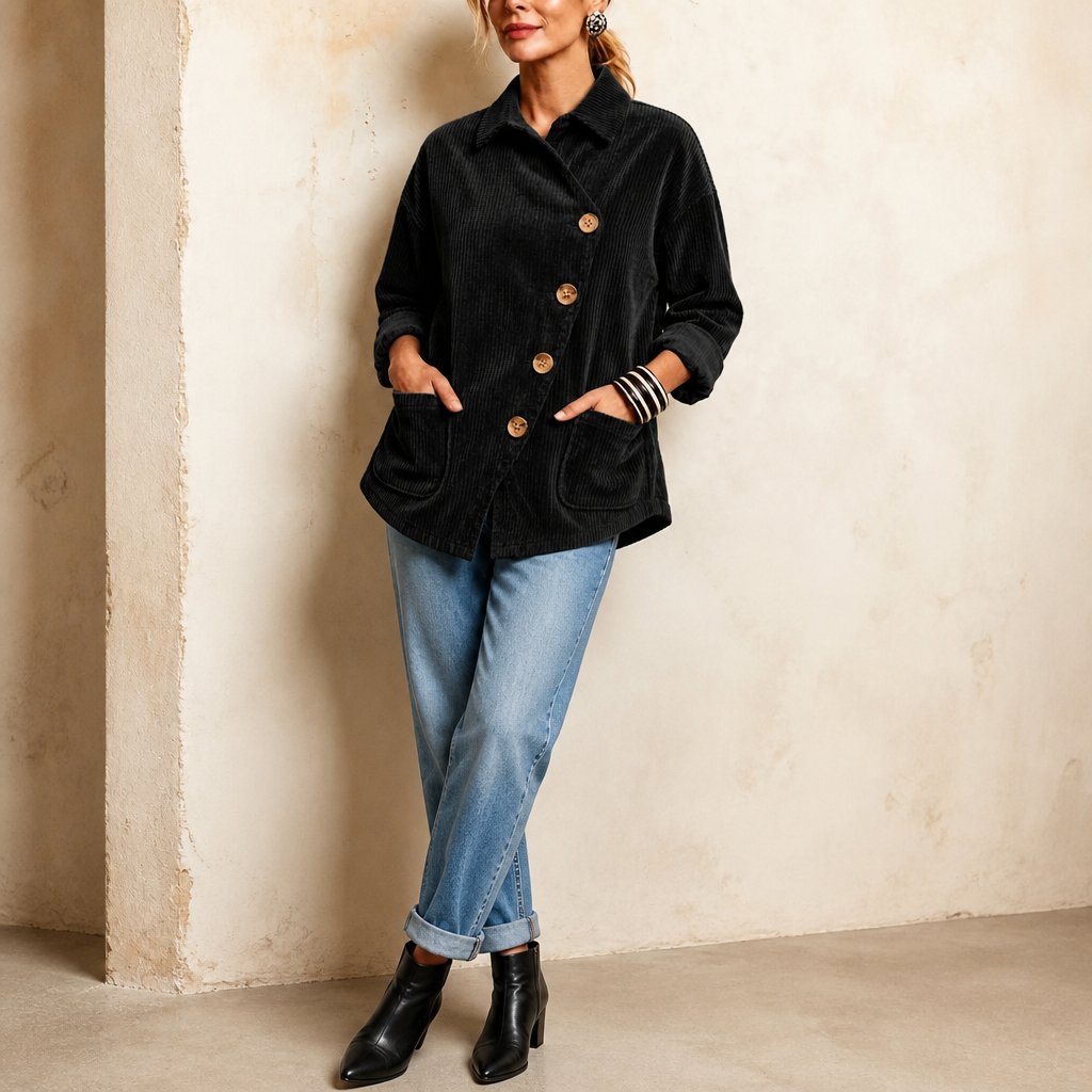 Corfield – Diagonal Button Ribbed Corduroy Shacket