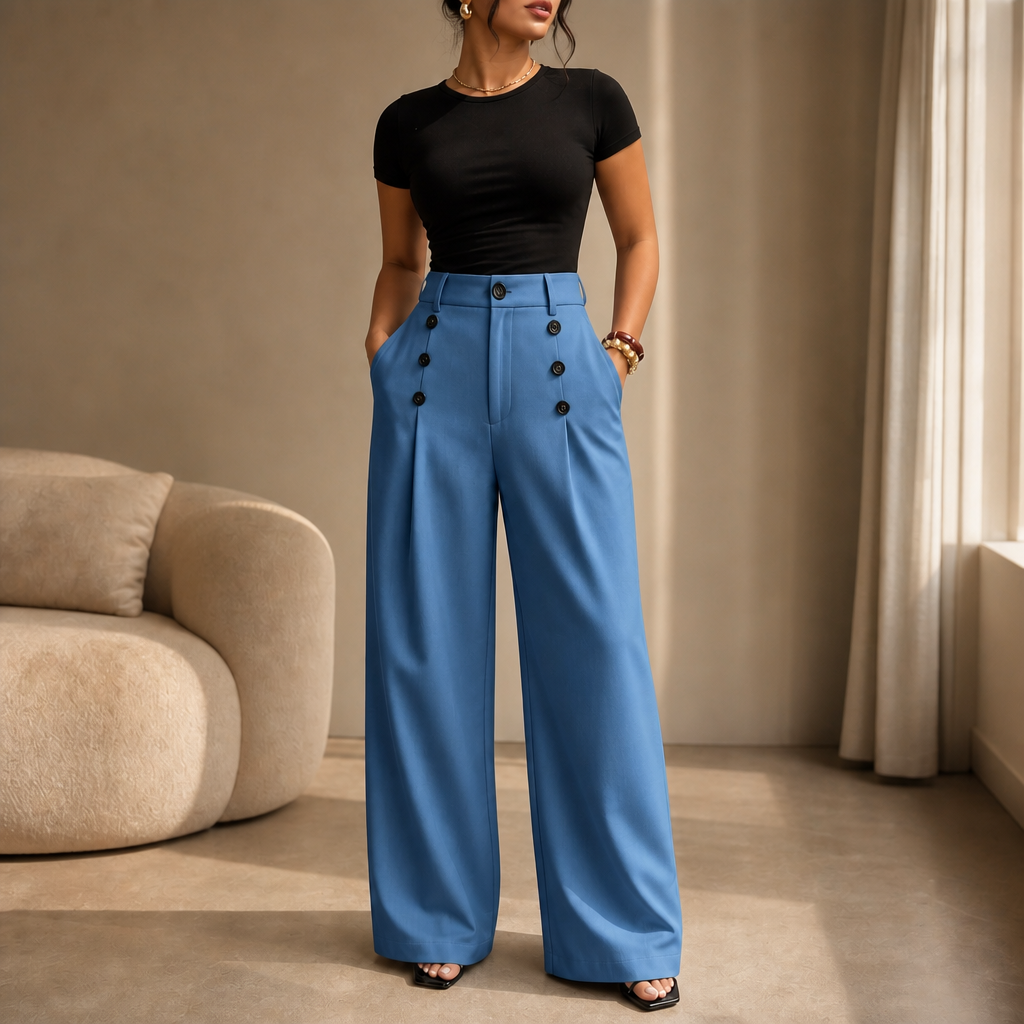 Bellora – High-Waisted Pleated Wide-Leg Trousers