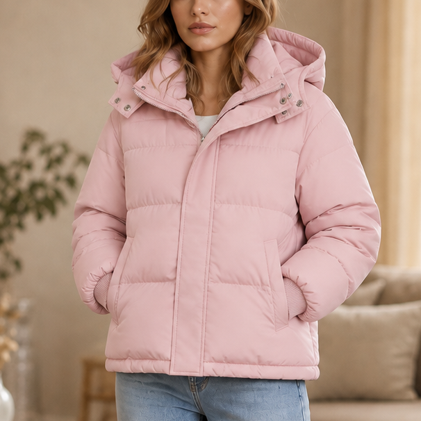 Veluna – Cropped Hooded Puffer Jacket