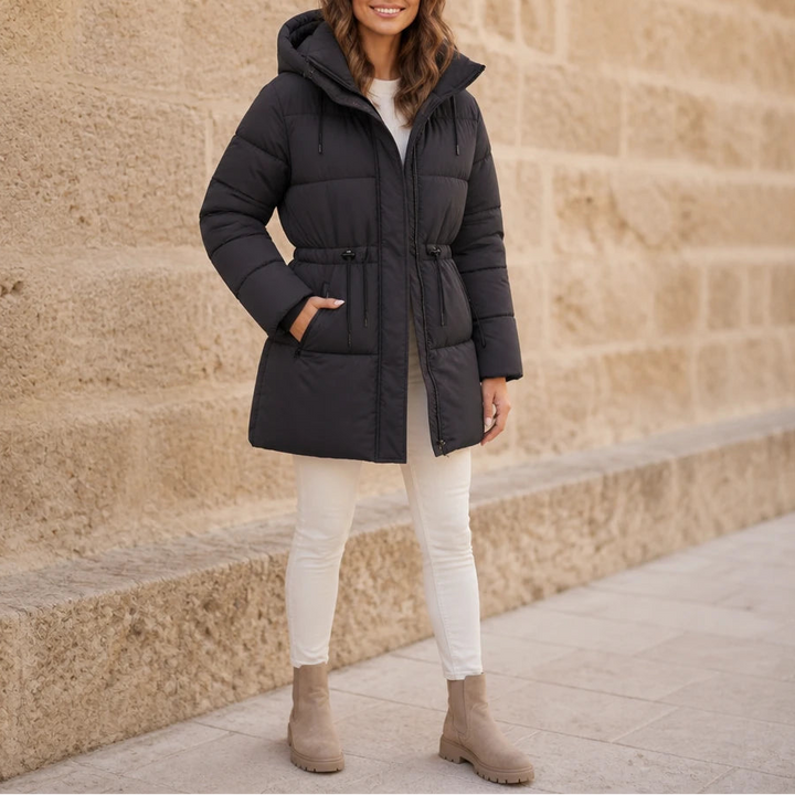 Silhouette – Drawstring Hooded Mid-Length Winter Jacket