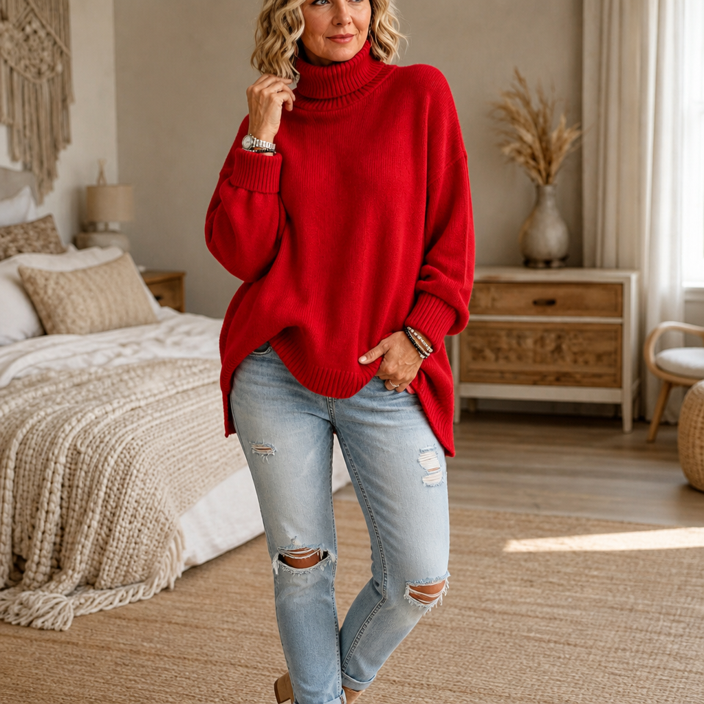 Rowelle – Ribbed Oversized Roll-Neck Sweater
