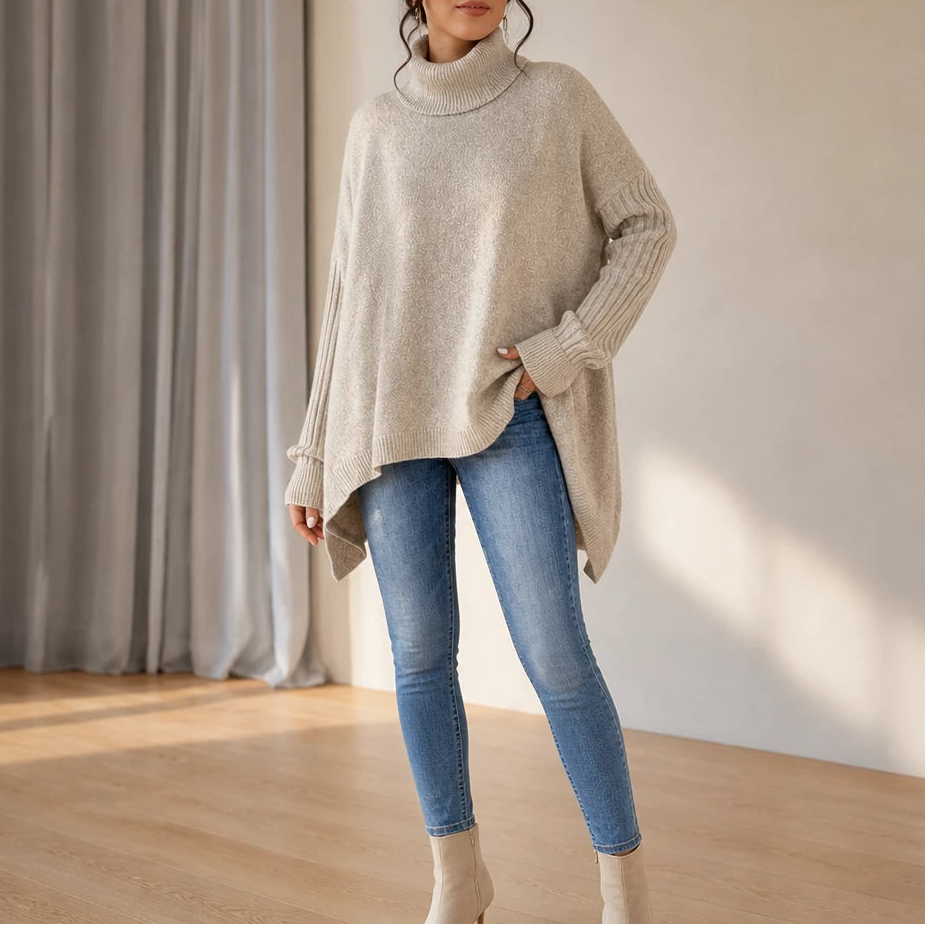 Avenza – Oversized Asymmetrical Turtleneck Sweater