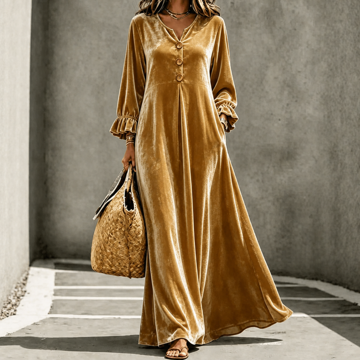 Veloura – Ruffled Sleeve Maxi Dress