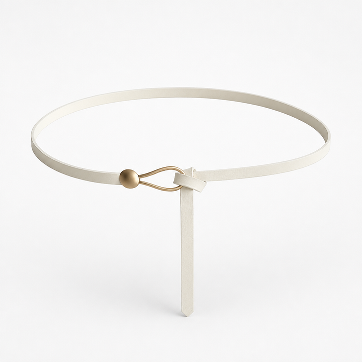 Wearbella – Sculptural Hook Buckle Slim Leather Belt