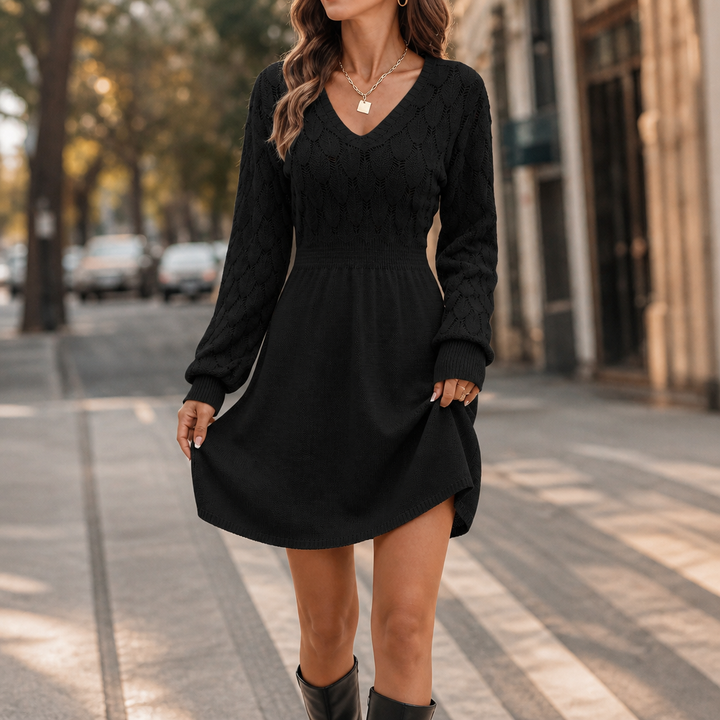 Wearlyn – Scale Knit A-Line Sweater Dress