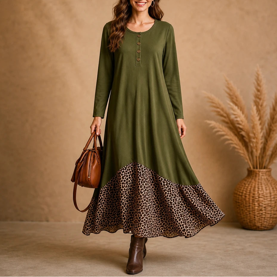 Noiréa – Leopard-Print Ruffle Hem Maxi Dress