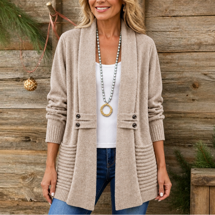 Everdrape – Textured Shawl Collar Wool-Blend Cardigan