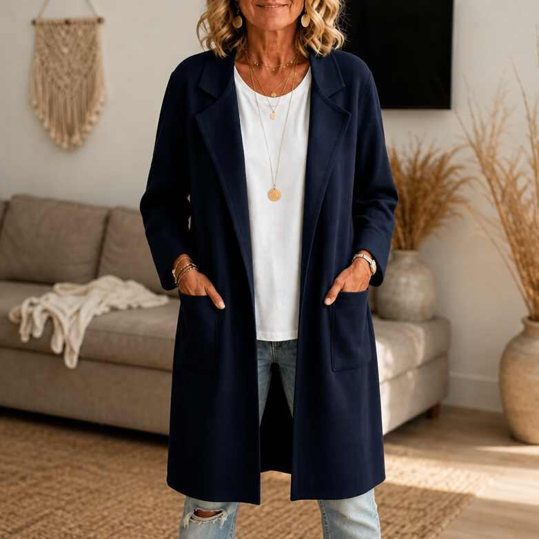 Draperie – Open-Front Longline Wool-Look Coat