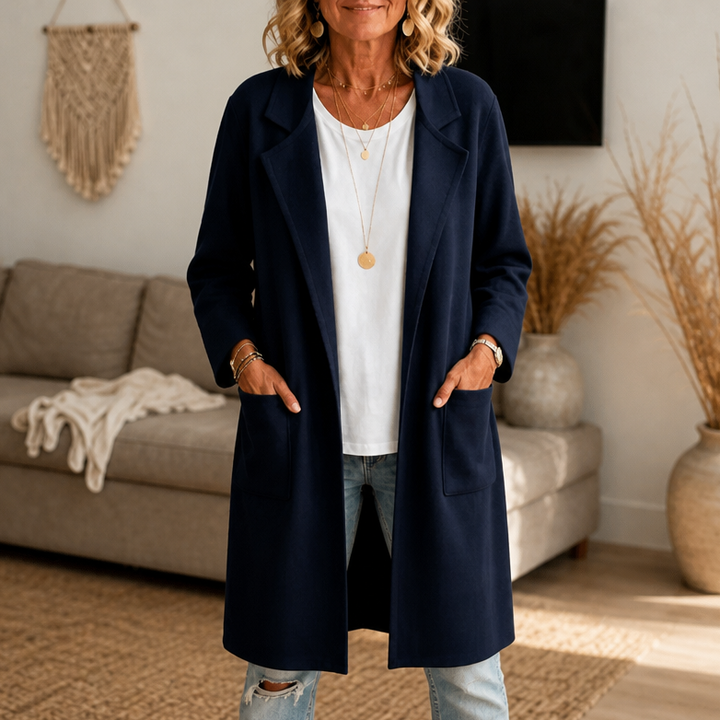 Draperie – Open-Front Longline Wool-Look Coat