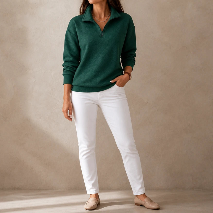 Collara – Textured Quarter-Zip Collared Pullover