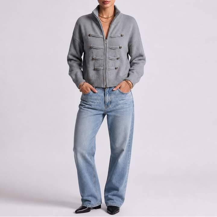 Wearbella – Hussar Knot-Detail Zip Cardigan