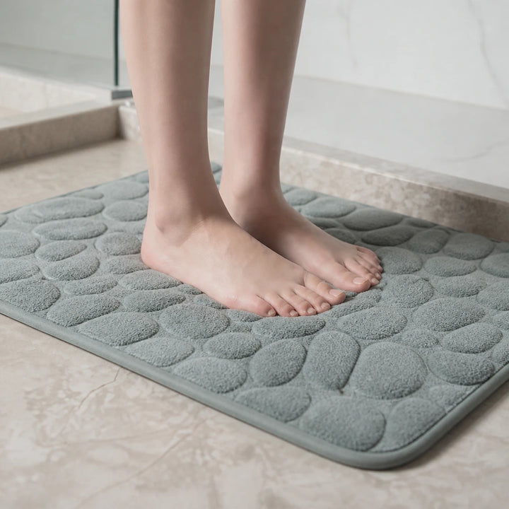 PebbleNest – Pebble-Textured Memory Foam Bath Mat