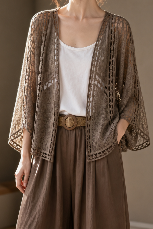 Lunaveil – Openwork Lace Oversized Cardigan