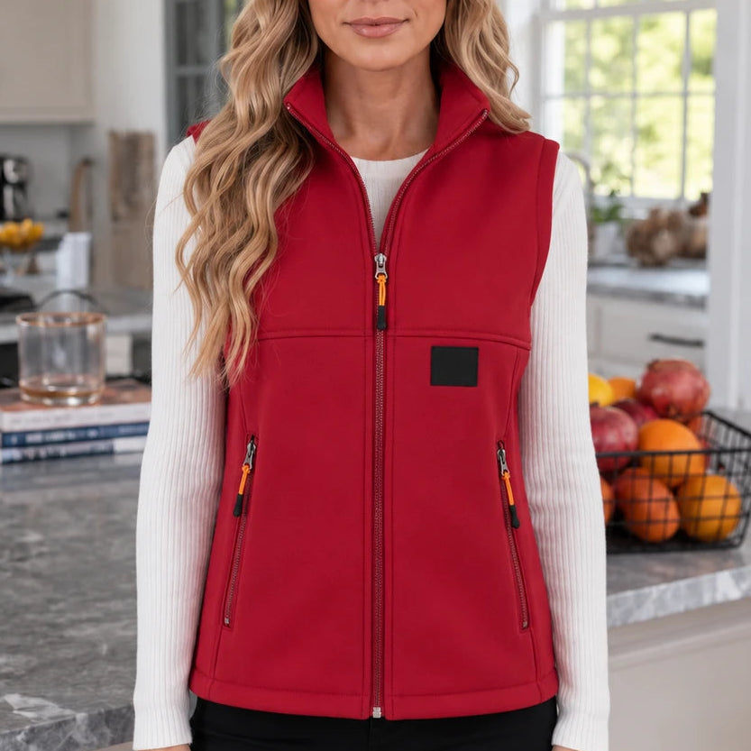Veluna – Zip-Front Fleece High-Collar Vest