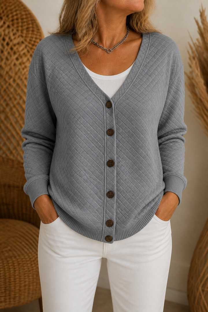Holdwell – Diamond Quilted Open-Front Cardigan