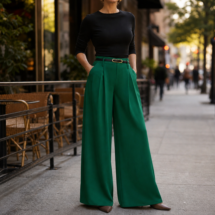 Lunetta – High-Waisted Pleated Wide-Leg Trousers