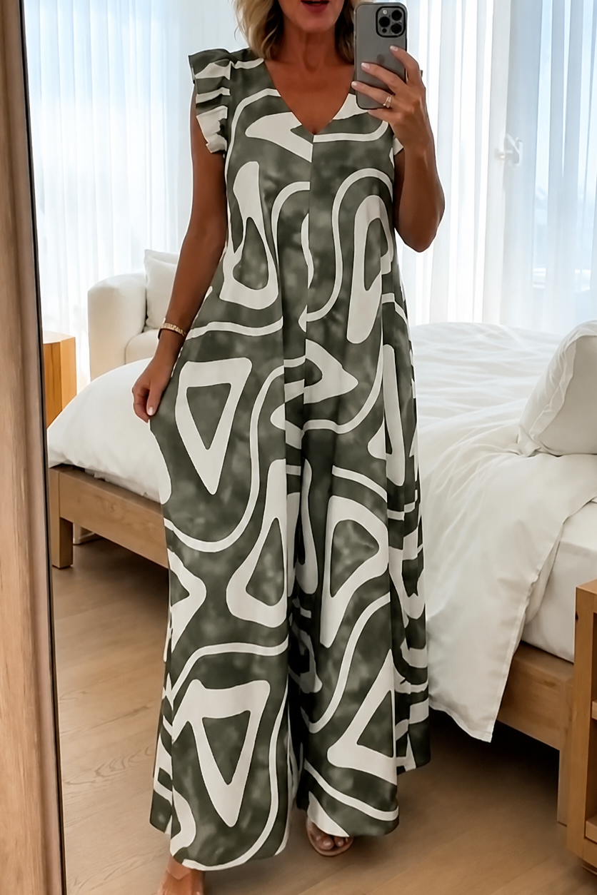 Flowden – Abstract Print Flowy Jumpsuit