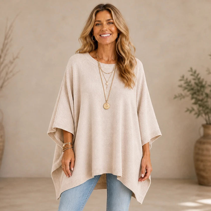 Drapeelle – Asymmetrical Batwing-Sleeve Knit Top