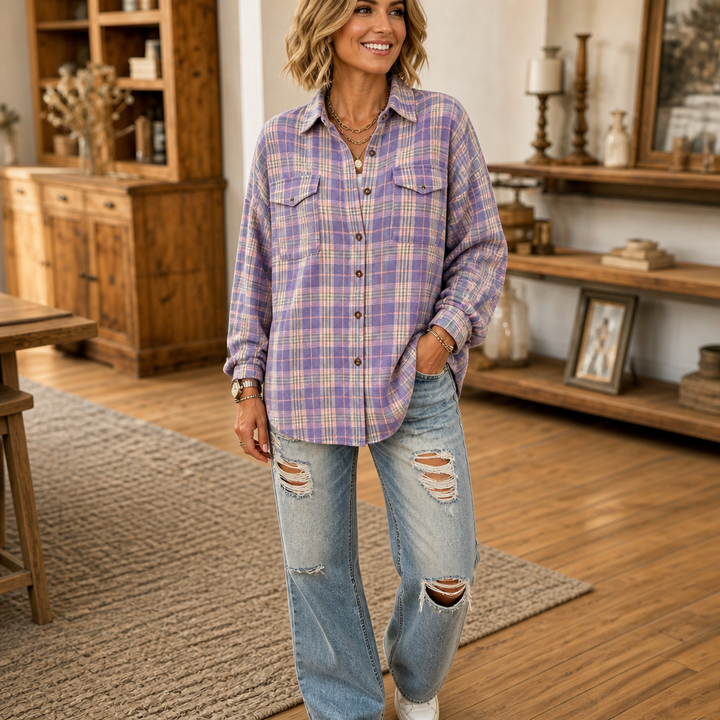 Layerly – Drop-Shoulder Oversized Plaid Button-Up