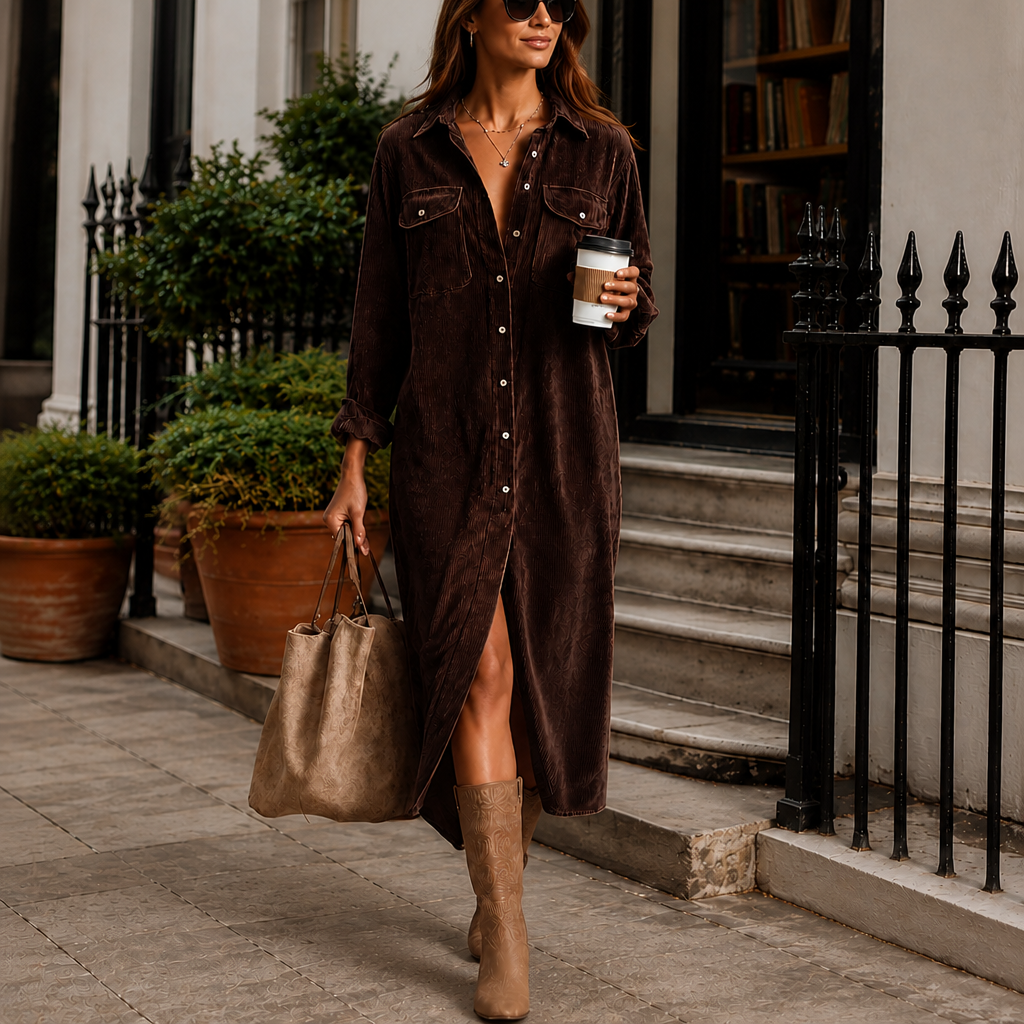 Wearbella – Button-Front Midi Shirt Dress With Side Slit