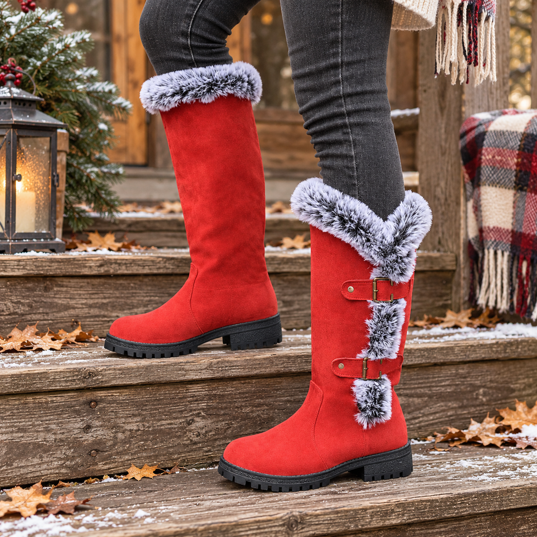 Frostella – Fur-Trimmed Suede Knee-High Winter Boots
