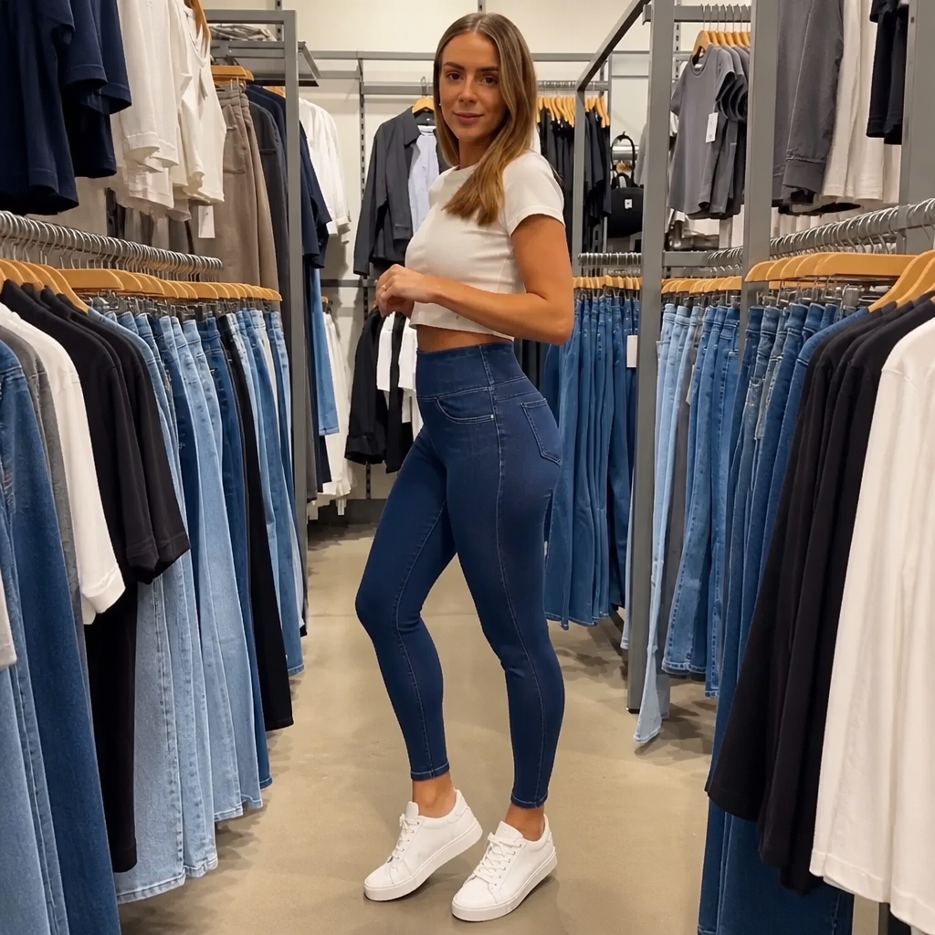 Wearbella – High-Waisted Denim-Look Jeggings