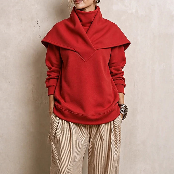 Sailora – Draped Sailor-Collar Fleece Sweatshirt