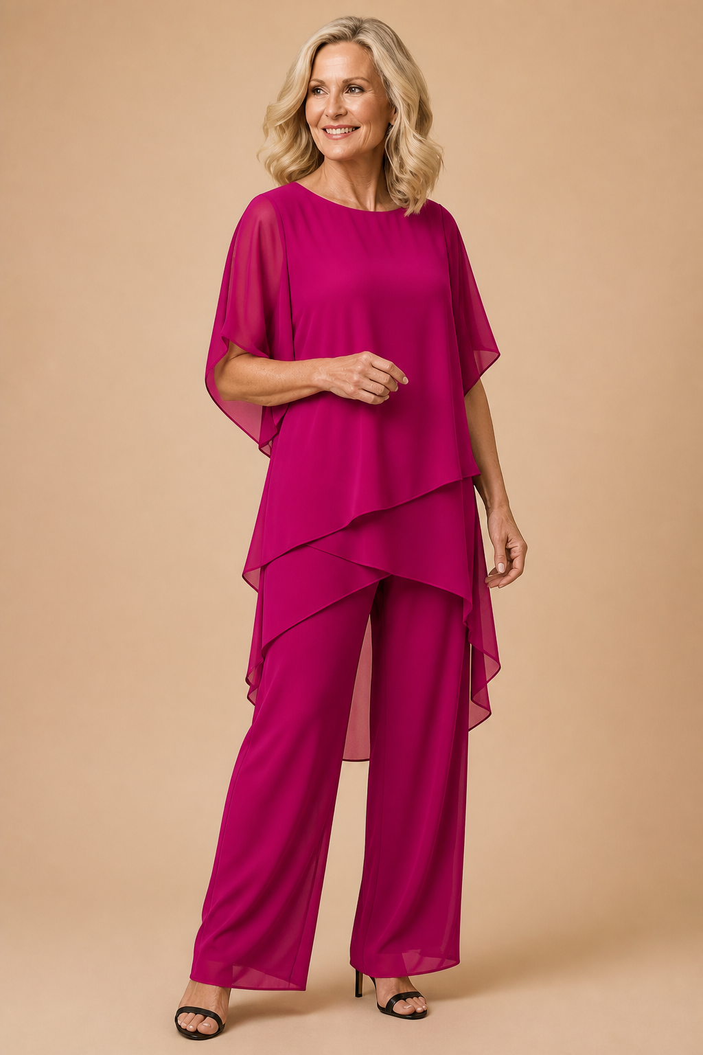 Wearbella – Draped Asymmetric Top And Wide-Leg Trouser Set