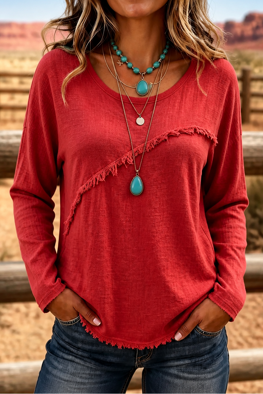 Fringewalk – Diagonal Fringe Slub Hemp Crewneck Sweater