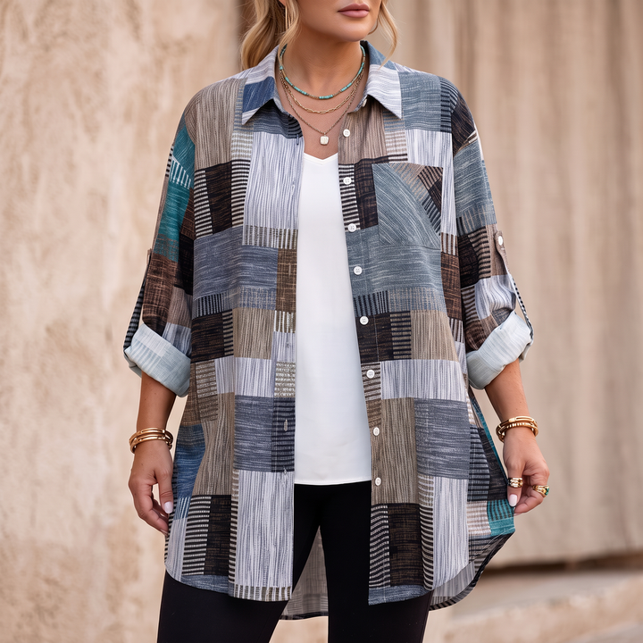 Plaidwell – Colorful Patchwork Plaid Button-Up Shirt