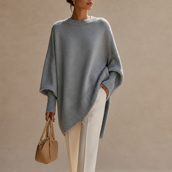 Livia – Oversized Wide-Sleeve Knit Poncho Sweater