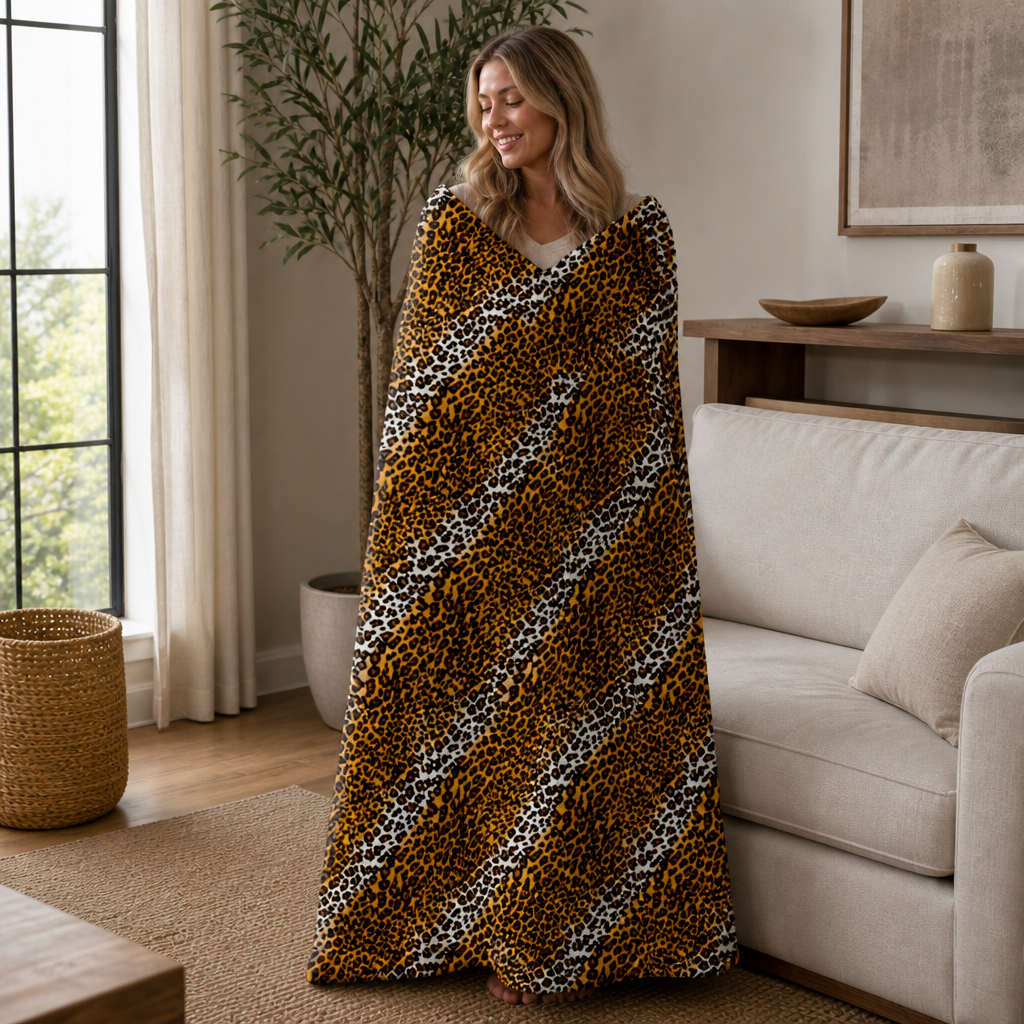 Purrfecto – Leopard Print Polyester Throw Blanket
