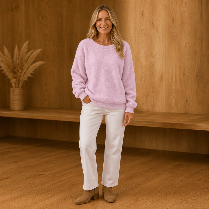 Marlowe – Oversized Gold Button Mock-Neck Sweater