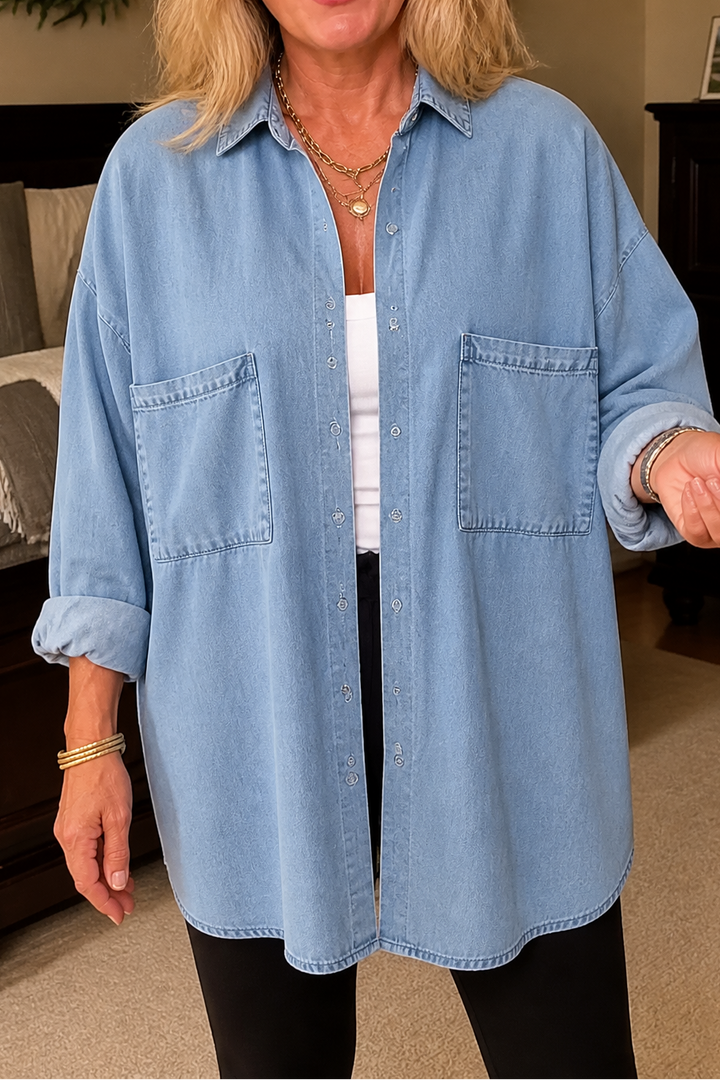 Wearbella – Oversized Soft Chambray Denim Shirt
