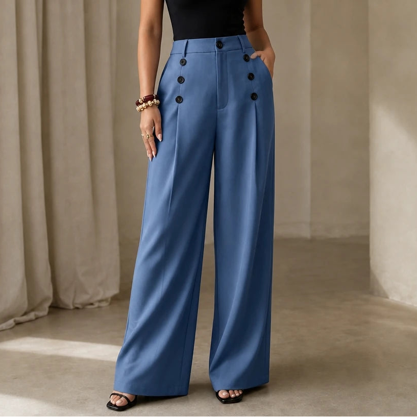 Veloura – High-Waisted Pleated Wide-Leg Trousers