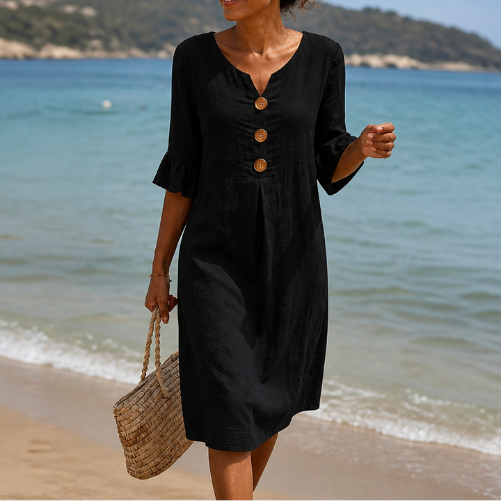 Fielding – Ruffle Sleeve Button Front Midi Dress