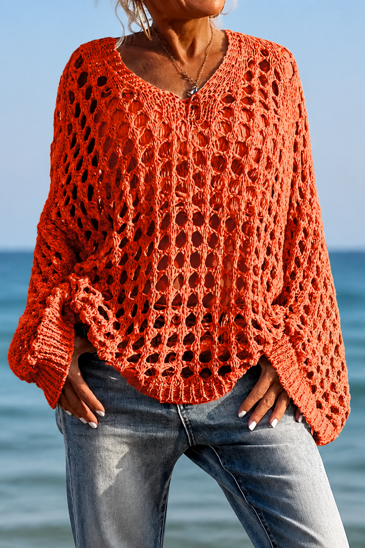 Sunlace – Open-Knit Off-Shoulder Oversized Sweater