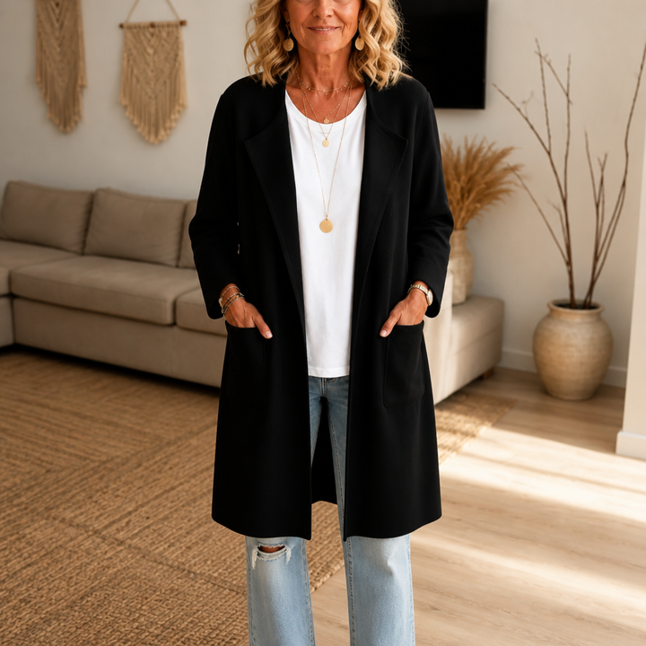 Draperie – Longline Open-Front Wool-Blend Coat