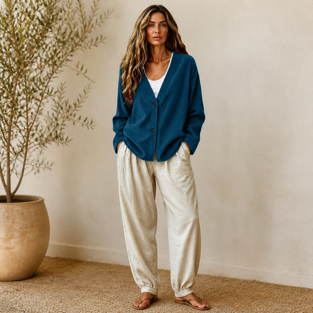 Corabelle – Rib Open-Front V-Neck Cardigan