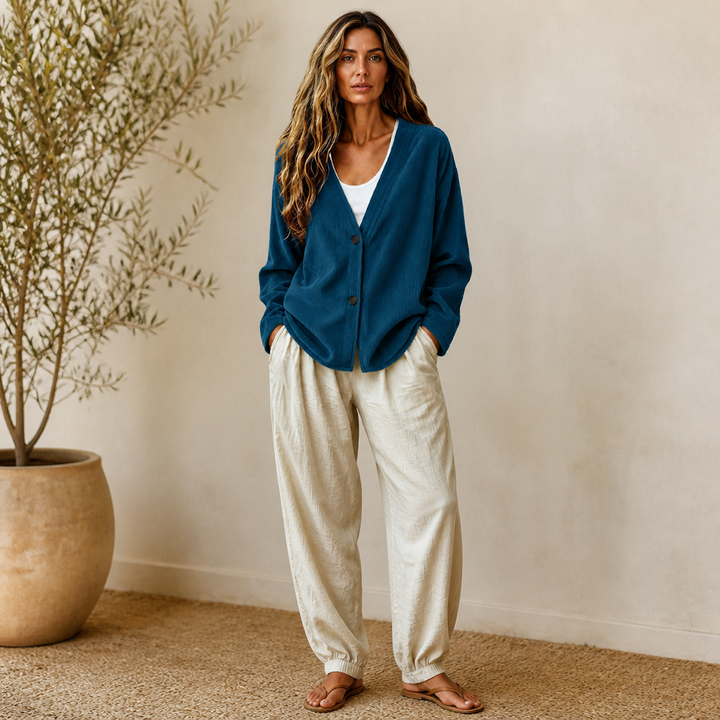 Corabelle – Rib Open-Front V-Neck Cardigan