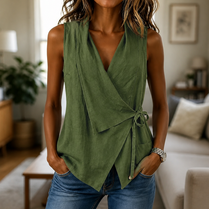 Wraverly – Adjustable Side-Tie Ruched Wrap Tank