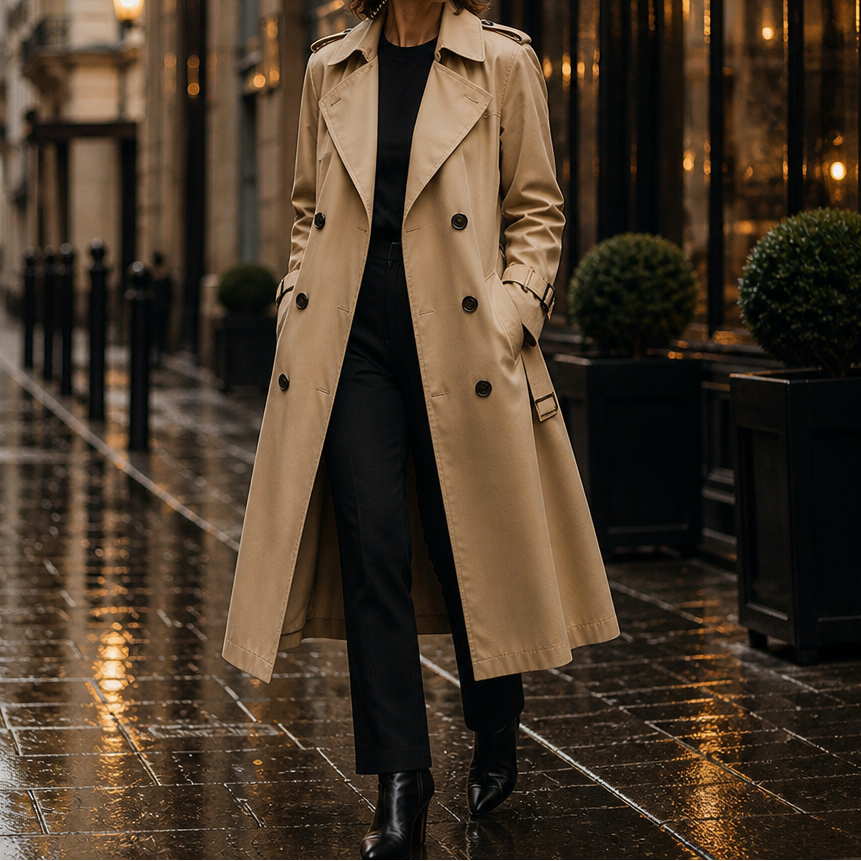 Mayfield – Double-Breasted Belted Long Trench Coat