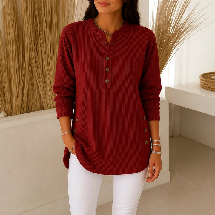 Lunelle – Loose-Knit Curved-Hem Tunic Sweater