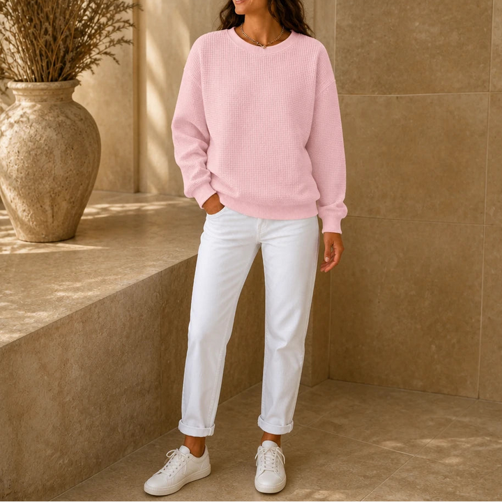 Waffle & Wear – Waffle-Knit Crew-Neck Top
