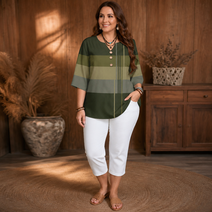 Wearbella – Colorblock Curved-Hem Relaxed Top